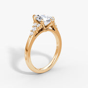 Pear Cut - Plain Band - Cluster Ring - 14 K Gold